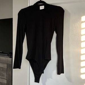 Moc-neck thin long sleeve black bodysuit never worn